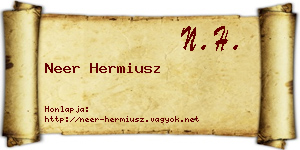 Neer Hermiusz névjegykártya